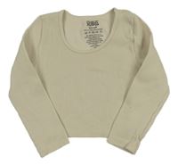 Béžové žebrované crop triko 