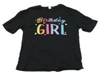 Černé crop tričko s nápisem Shein