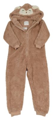 Starorůžová chlupatá kombinéza s kapucí - králíček Next 