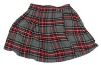 Sivo-červeno-biela kockovaná skladaná sukňa Next