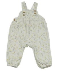 Bílé laclové tepláky s kytičkami F&F