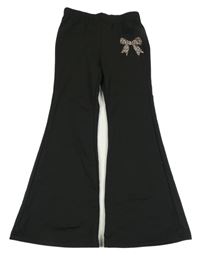 Čierne flare nohavice s mašlou Shein