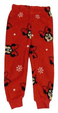 Červené chlpaté domáceé nohavice s Minnií Primark