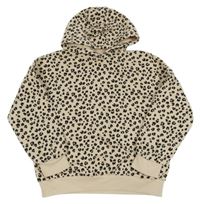 Béžovo-čierna vzorovaná mikina so vzorom a kapucňou M&S