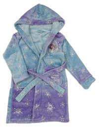 Světlemodro-fialový chlpatý župan s Annou a Elsou Disney