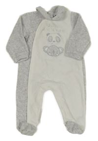 Sivo-biely zamatový overal so zvieratkami