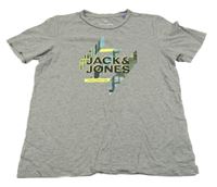Šedé melírované tričko s logem Jack & Jones