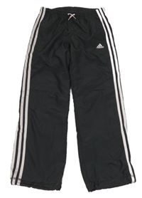 Antracitové šušťákové športové nohavice s logom Adidas