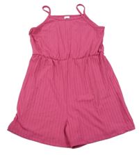 Ružový rebrovaný kraťasový overal