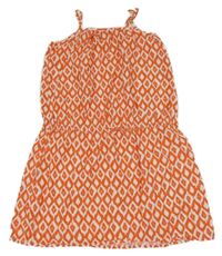 Oranžovo-bílé vzorované plátěné šaty Tom Tailor