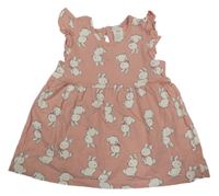 Svetloružové bavlnené šaty so zajačikmi H&M