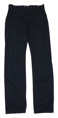 Tmavomodré plátenné skinny fit nohavice H&M