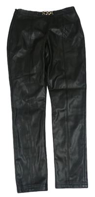 Čierne koženkové nohavice s přezkou RIVER ISLAND