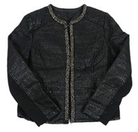 Čierna prešívaná koženková zateplená bunda s korálkami Candy Couture