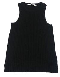 Čierny rebrovaný úpletový crop top H&M