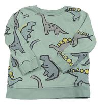 Mentolovošedá mikina s dinosaurami George