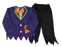 Kostým - 2Set - Tmavofialovo-černý frak s motýlkem + čierne nohavice