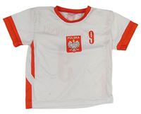 Bílo-červený sportovní fotbalový dres s číslom