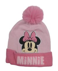 Světlerůžovo-růžová čepice s Minnie a bambulí PRIMARK