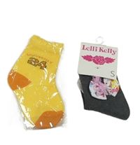 Nové - 2x - Ponožky - Tmavožluto/oranžové s číslem, tmavošedé melírované s mašlí Lelli Kelly