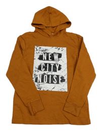 Nové - medová mikina s potlačou s nápismi a kapucňou H&M