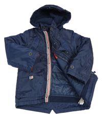 3v1 - Tmavomodrá šusťáková zimní parka s odepínací kapucí DU PareiL