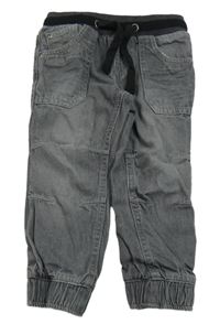 Tmavosivé cuff podšité rifle s úpletovým pasom Topolino