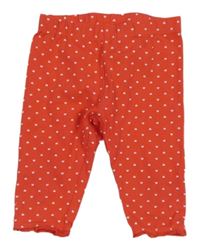 Červené legíny s bílými srdíčky a krajkou Topomini