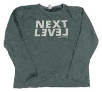 Břidlicové melírované mikinotriko s nápismi YIGGA