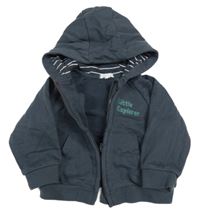 Tmavosivá prepínaci mikina s nápismi a kapucňou Vertbaudet