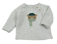 Svetlosivá melírovaná vzorovaná vyteplená mikina s medvedíkom F&F