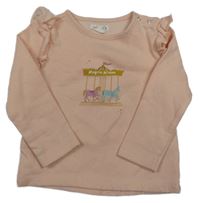 Světlebroskvová tepláková mikina s kolotočem a volánikmi POCOPIANO