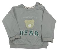 Sivá oversize mikina s medvedíkom a nápismi George