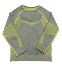 Šedo-žluté melírované thermo triko s pruhy a vzorem lupilu