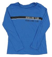 Modré triko s nápisy a pruhy George