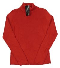 Nové - červený rebrovaný svetrový rolák George