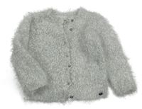 Bielo-svetlosivý chlpatý huňatý prepínaci sveter Mexx