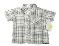 Nové - bílo-modro-hnědá kostkovaná košile