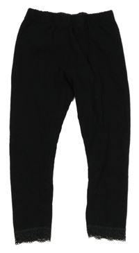 Čierne capri legíny s čipkou YOUNG IDOLS