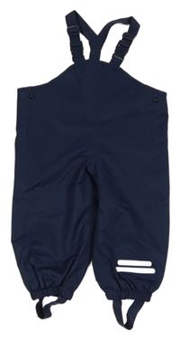 Tmavomodré šusťákové nepromokavé laclové podšité kalhoty TCM