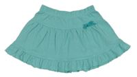 Světletyrkysovo-modrozelená pruhovaná sukňa s mašlou a volánikom Kids