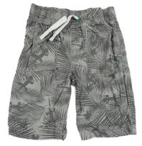 Sivé plátenné kraťasy s listami a ještěrkami Kids