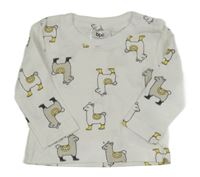 Bílé triko s lamami bpc