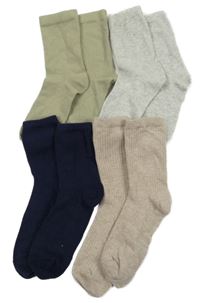 4x - Ponožky - Tmavomodré, béžové žebrované, světlekhaki, světlešedé melírované