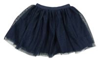 Tmavomodrá trblietavá tylová sukňa H&M