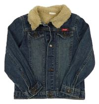 Tmavomodrá riflová bunda s huňatým límečkem Wrangler