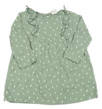 Khaki vzorované šaty s volánikmi H&M
