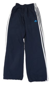Tmavomodro-biele šušťákové funkčné nohavice Adidas