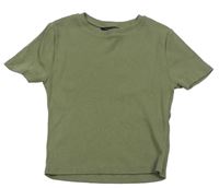 Khaki rebrované crop tričko New Look