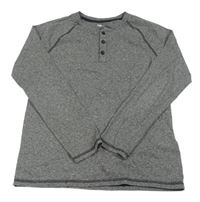 Tmavosivé melírované tričko s gombíkmi H&M